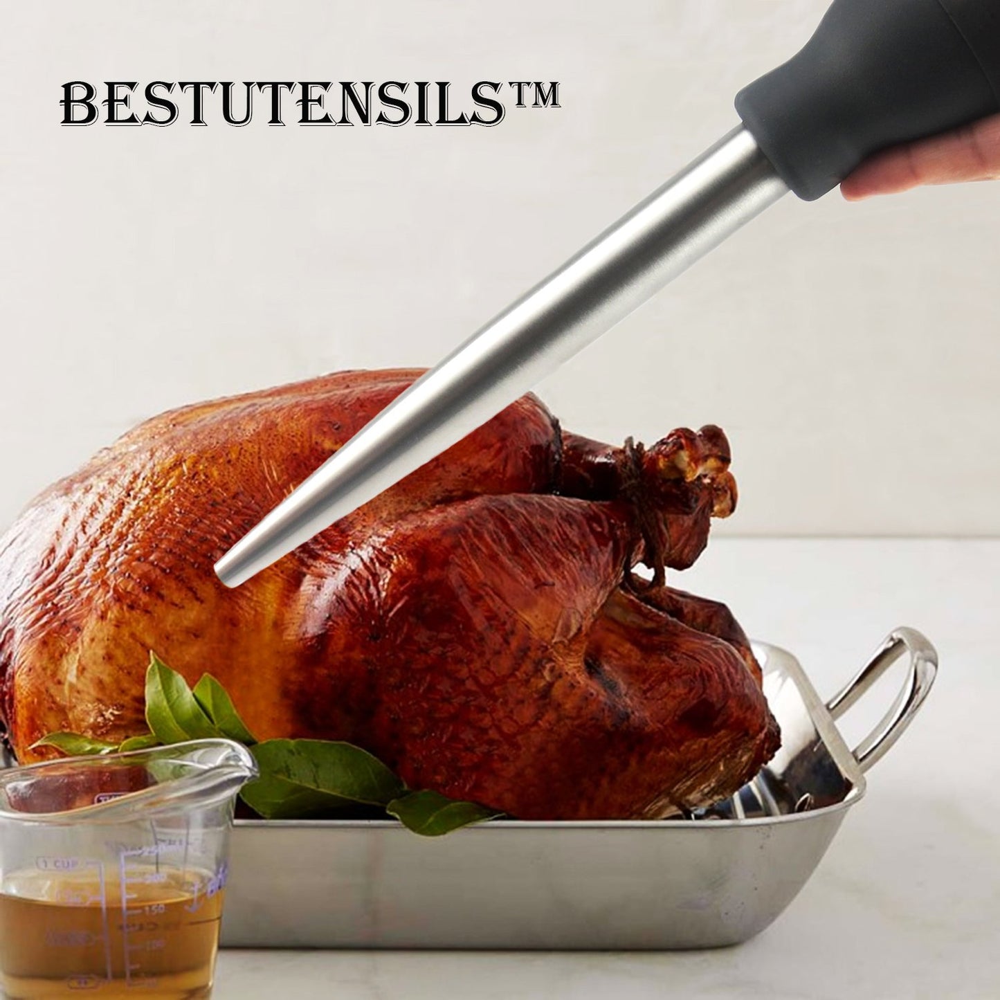Best Utensils Stainless Steel Turkey Baster Commercial Grade Quality Rubber Bulb Including 2 Marinade Injector Needles And Silicone Basting Brush