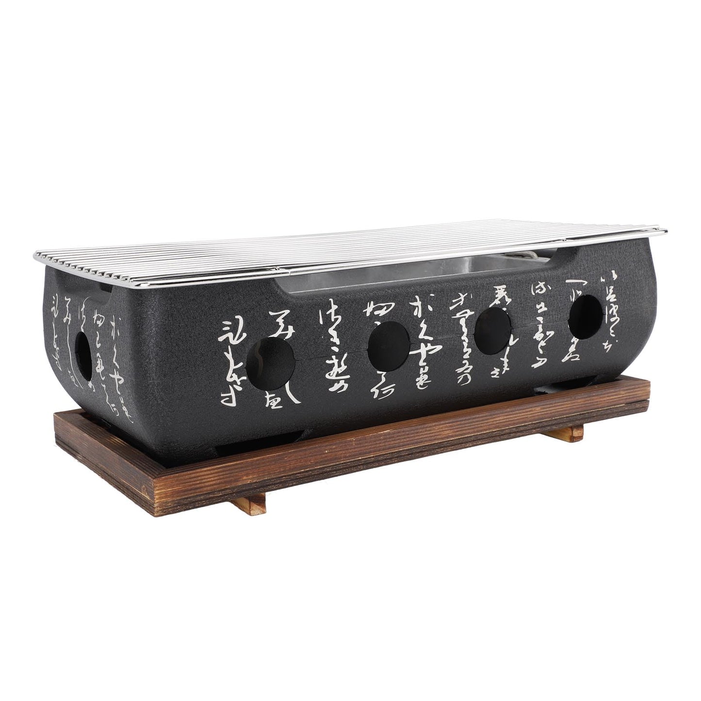 Jauarta Japanese BBQ Grill Stove Charcoal Barbecue Stove Rectangle Calligraphy Quick Heating Aluminium Alloy Wire Grill Base for Camping (XL)