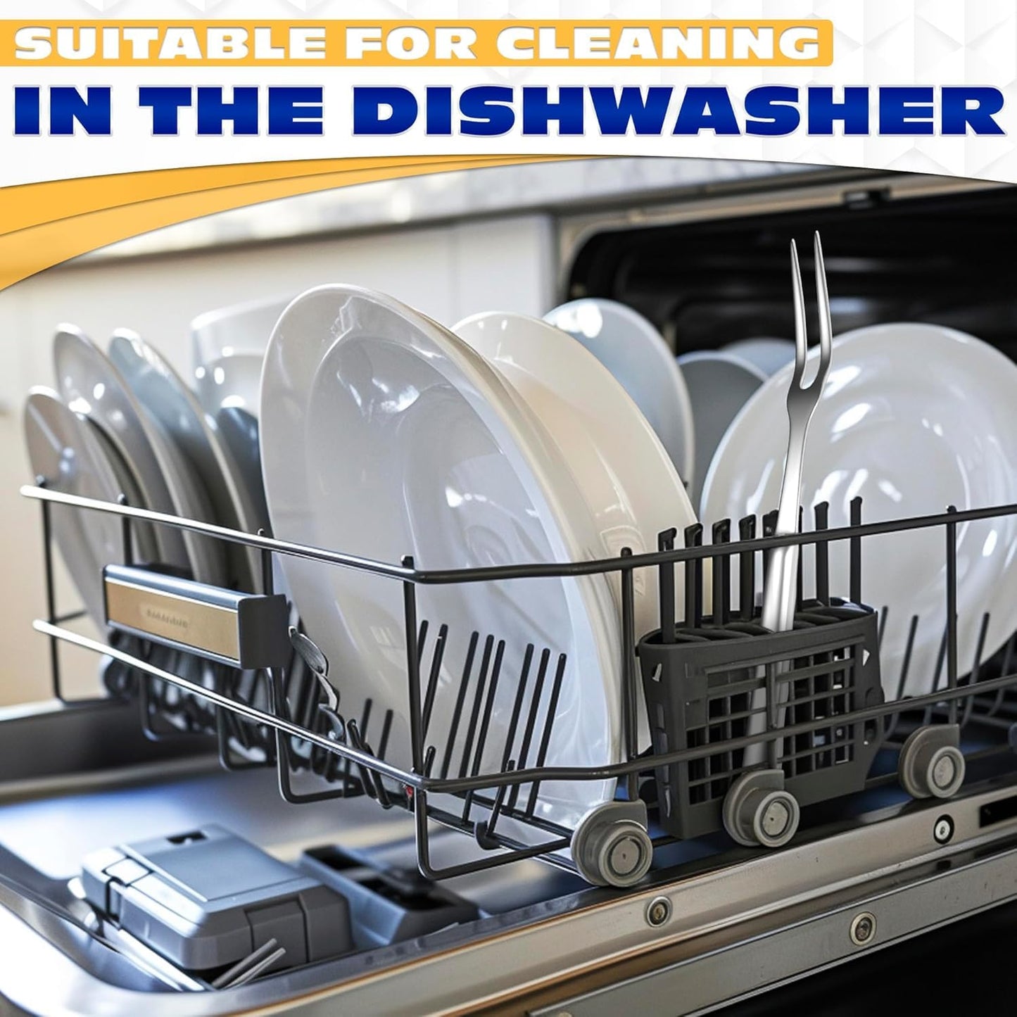 Two Pronged Carving Fork for Meat - 11" Stainless Steel Meat Fork, Rust Resistant, Difficult to Break, Comfortable Handle, Easy to Clean, Lightweight, for Convenient Slicing, Cooking & Serving