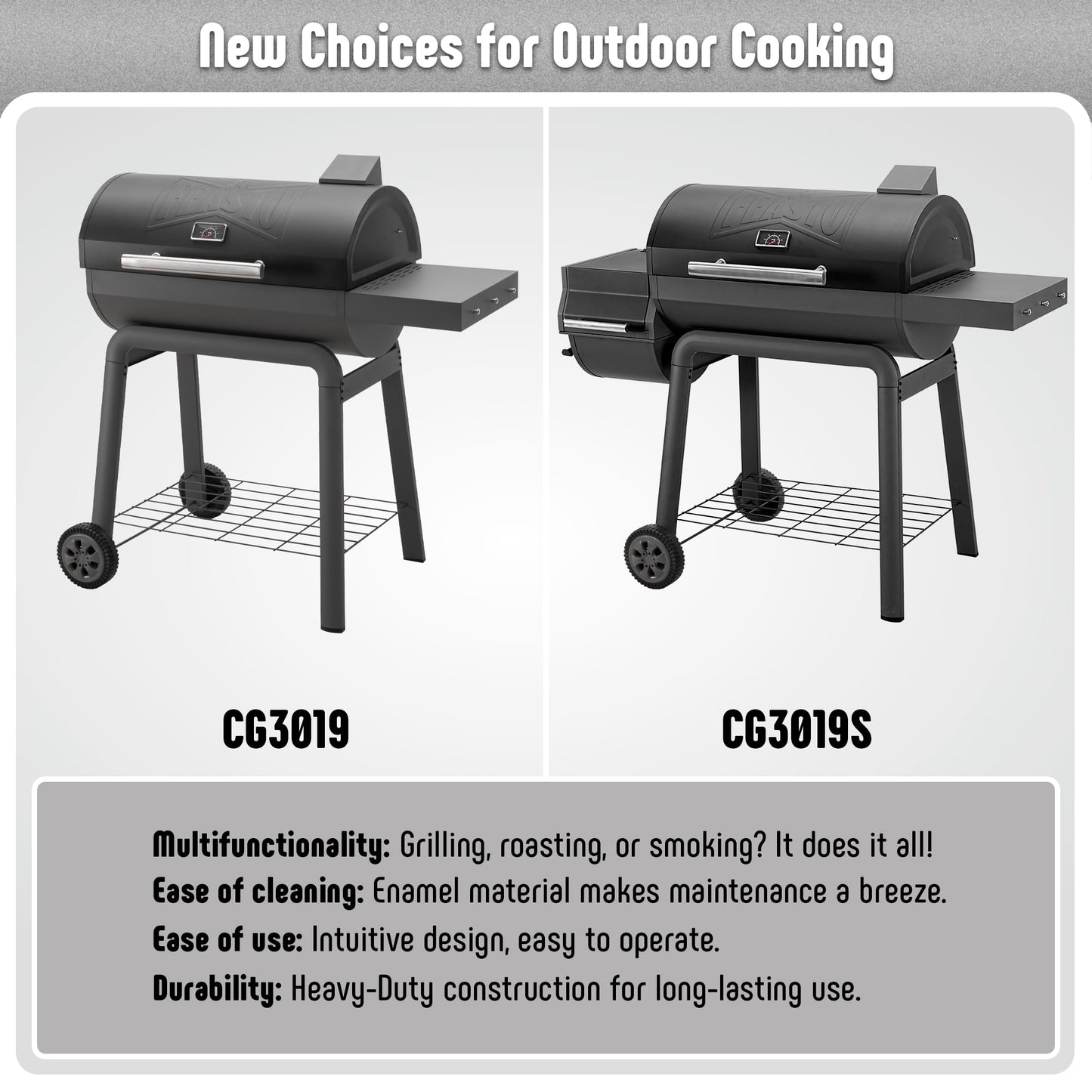 Feasto BBQ Charcoal Grill with Side Table, 30-In Heavy Duty Outdoor BBQ Grill with 664 Sq. In Cooking Area for Outdoor Barbecue in Backyard, Patio and Parties, Black