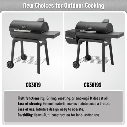 Feasto BBQ Charcoal Grill with Side Table, 30-In Heavy Duty Outdoor BBQ Grill with 664 Sq. In Cooking Area for Outdoor Barbecue in Backyard, Patio and Parties, Black