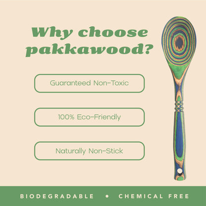Island Bamboo 12 Inch Pakkawood Spoon - Island Bamboo Pakkawood Utensils, Colorful Wooden Spoons, Utensils for Cooking, Mixing, & Measuring, Serve Pasta & Salad with Pakka Wood Kitchen Utensils