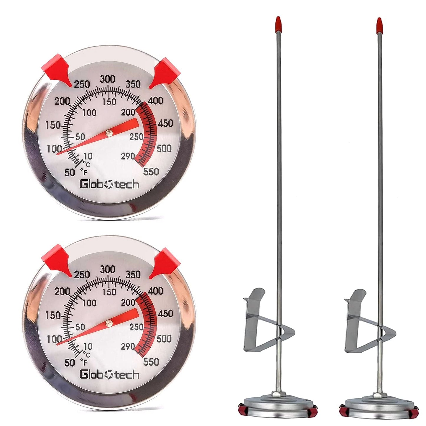 Meat Candy Deep Fry Thermometer 2" Dial Thermometers 12" Long Stainless Steel Stem for Cooking, Grill, Turkey (2PC Waterproof)