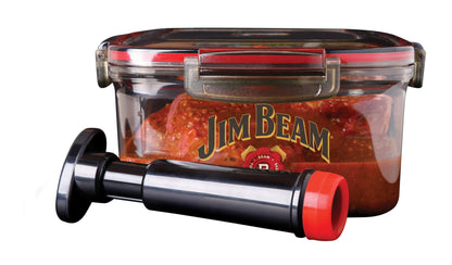 Jim Beam Vacuum Seal Marinade Box, Air Sealed Pump, Removes air from the Marinade Box, Speedy Marination Process, Barbecue and Grilling Marinator, Perfect Marination of Beef, Chicken and Fish