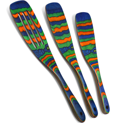 Maxdot 3 Pcs Wooden Spoons for Cooking Pakkawood Kitchen Utensils Set Wooden Cooking Spurtles Wood Serving Spatula Spoon Safe for Non Stick Cookware Housewarming Kitchen Souvenir Gift