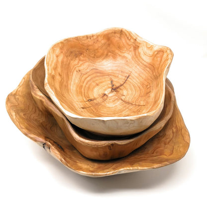 THY COLLECTIBLES Wooden Bowl Handmade Storage Natural Root Wood Crafts Bowl Fruit Salad Serving Bowls (Small 8"-10")