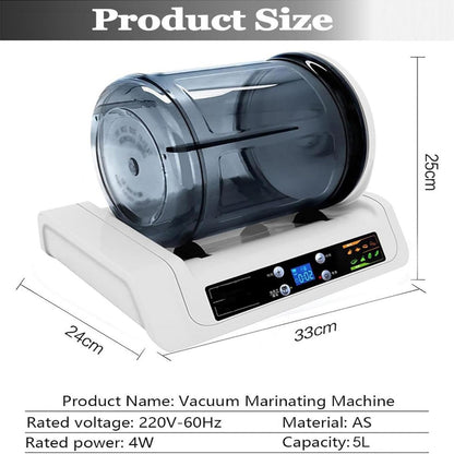 TYYMLY Electric Vacuum Food Tumbling Machine Vacuum Tumbler Marinator,5L Meat Tumbler Marinating Machine,Vegetable Marinating,for Beef Pork Mutton Chicken