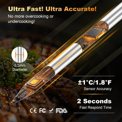 MAGODEY Wireless Meat Thermometer Digital, Instant Read, Long Bluetooth Range, Alarm, High-Temp-Resist Food Thermometer, Kitchen Gadgets, Grilling BBQ Accessories For Smoker, Cooking, Oven, Rotisserie