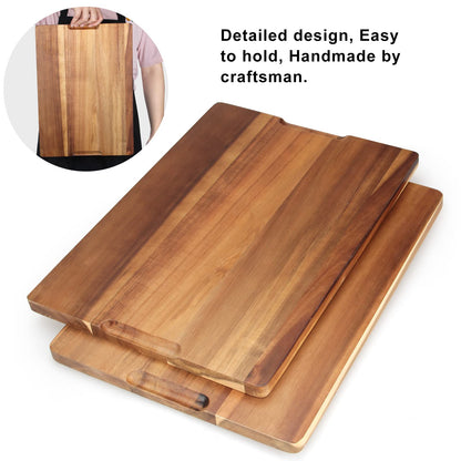 Solid Acacia Wood Cutting Boards for Kitchen Decor Wooden Charcuterie Board Meat Cheese Boards Butcher Block Pizza Bread Serving Board Hardwood Chopping Board Non Toxic Teak Small Cutting Boards
