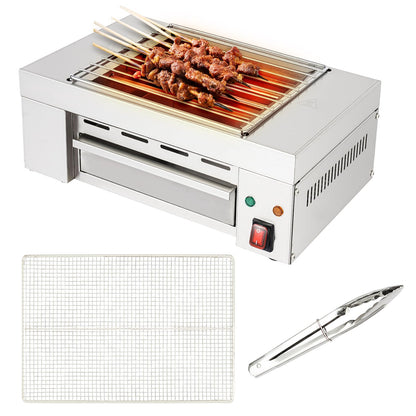 Portable Electric Grill 110V Indoor Smokeless Searing Grill Commercial Yakitori Griddle Stainless Steel Restaurant Korean BBQ Grill 446°F