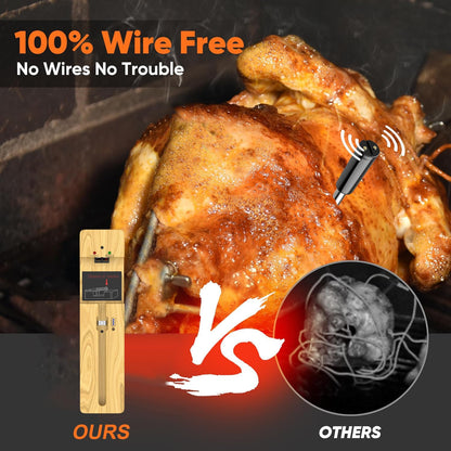 Wireless Meat Thermometer Bluetooth: with Ceramic Probe for Grilling/Cooking/BBQ - Waterproof Digital Oven Food Thermometer, 600Ft Range & Smart App Compatibility iOS/Android/Air Fryer