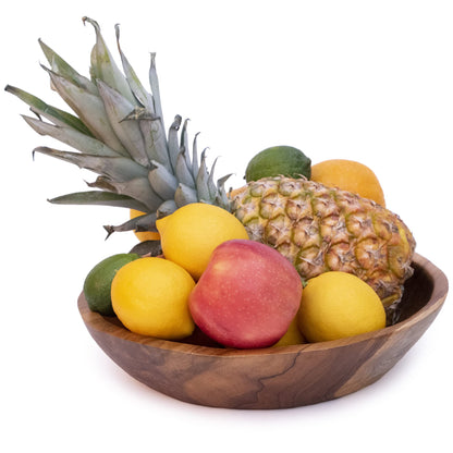 ANDALUCA Rustic Teak Wood Hand Carved Organic Bowl (11"-12" Diameter)