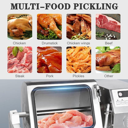 Commercial Vacuum Tumbler Marinator,18L Meat Tumbler Marinating Machine with Bidirectional Rotation,30W Food Mixing Processing,3-Speed Control, 1-99Mins Timing,for Restaurants,Burger Restaurants