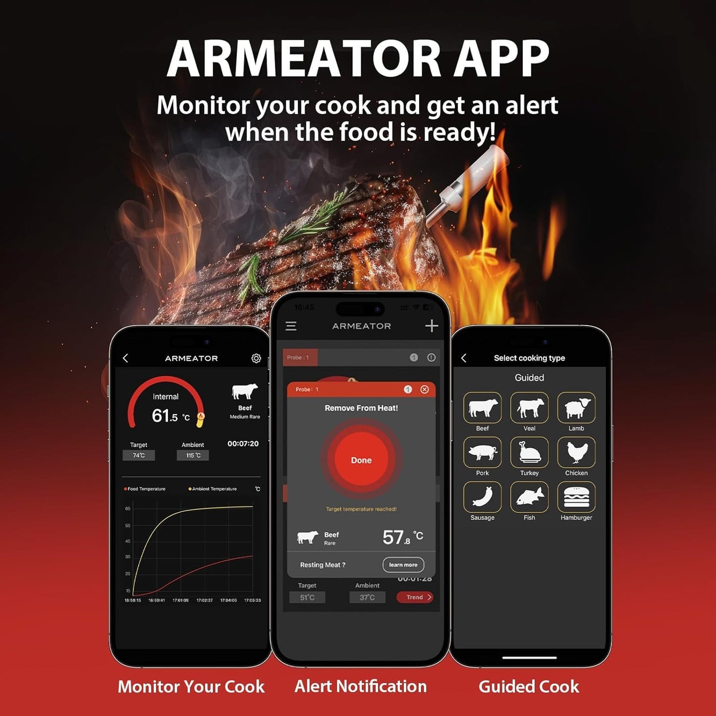 Smart Bluetooth Wireless Meat Thermometer Digital with App | Instant Read Grill Thermometers | WiFi Unlimited Range for BBQ,Oven, Smoker, Air Fryer | Fit for Steak, Chicken, Turkey | Gifts for Men