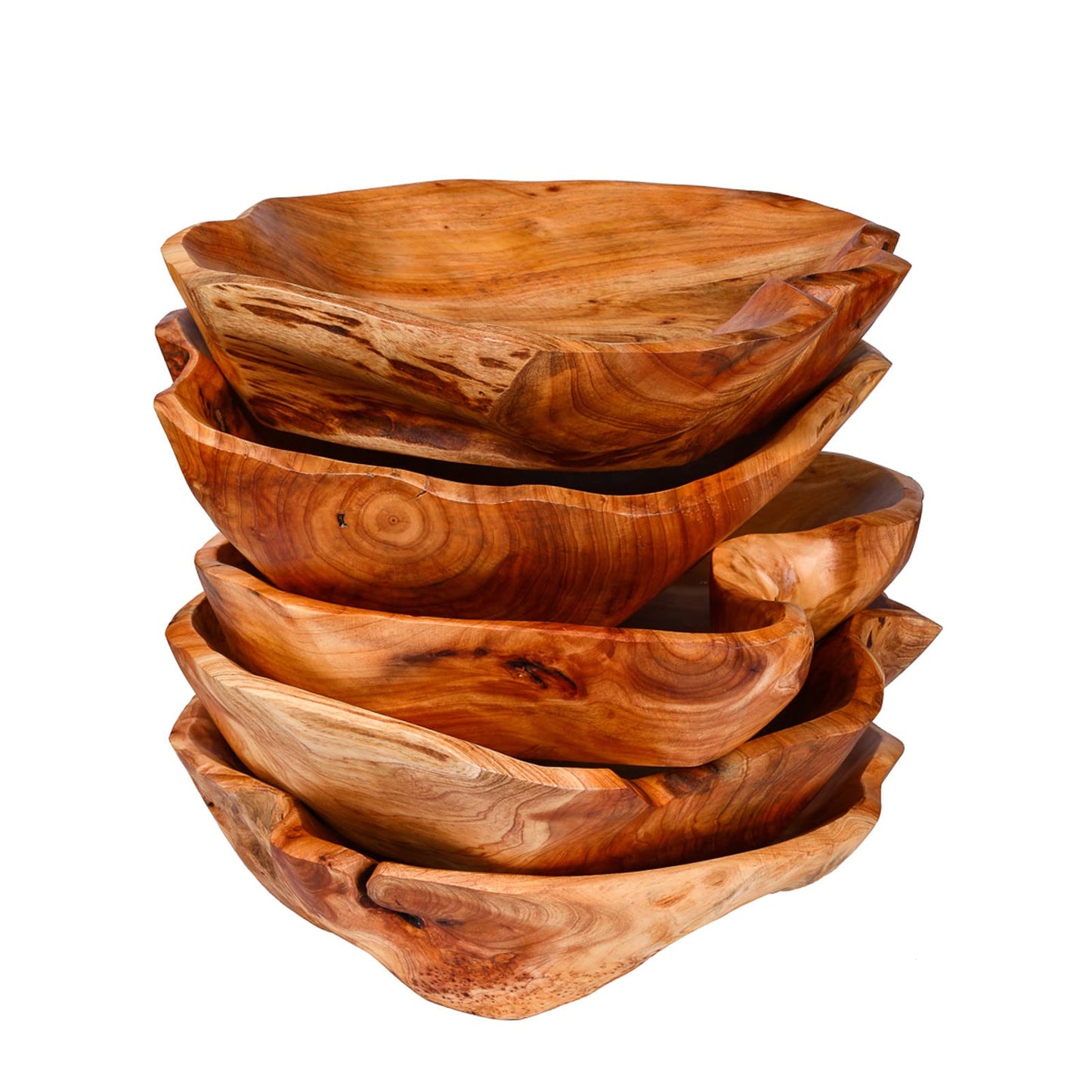 BIGPIPI Wooden Bowl for Decor, Natural Shape Solid Wood Carved Fruit Bowl, Decorative Wooden Bowl for Table Centerpiece Office Home Decor, Multipurpose Candy Keys Serving Bowls (Large 12"-14")