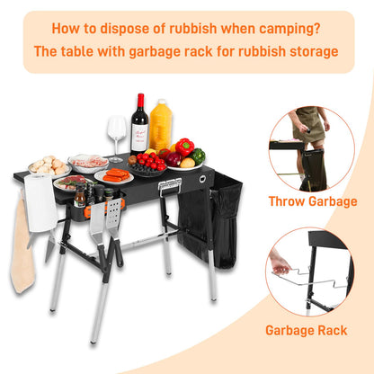 Portable Outdoor Grill Table, Blackstone Griddle Stand, Movable Griddle Stand Fit 17 Inch or 22 Inch, Grill Cart for Blackstone, Ninja Woodfire Grill Stand