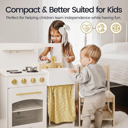 Tiny Land Play Kitchen, Kids Kitchen Playset, Toddler Kitchen with Cutting Food Set, Wooden Kitchen Sets for Kids, Best Gift for Girls and Boys