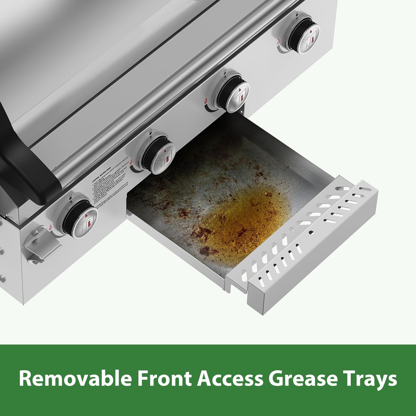 Brand-Man Gas Grill Built-In Head, 30-Inch 4-Burner Propane Grill, Natural Gas Convertible, Heavy Duty 304 Stainless Steel 40,000BTUs BBQ Island Outdoor Kitchen