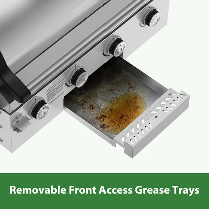 Brand-Man Gas Grill Built-In Head, 30-Inch 4-Burner Propane Grill, Natural Gas Convertible, Heavy Duty 304 Stainless Steel 40,000BTUs BBQ Island Outdoor Kitchen