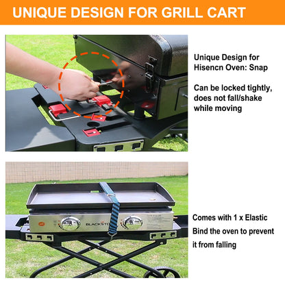 Hisencn Grill Stand for Weber Q1200, Q1000, Q2200, Q2400, Q2000 Series, Portable Grill Cart for Blackstone 17" 22" Table Top Griddles, Outdoor Grill Stand for Weber Grill,Griddle Stand for Blackstone