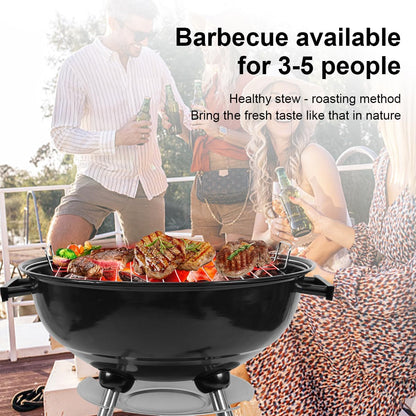 gzcmxh Charcoal Grill - 18inch Outdoor Charcoal BBQ Grill with handle and wheels - Balck Kettle Grill for outdoor, backyard, picnics, party parties