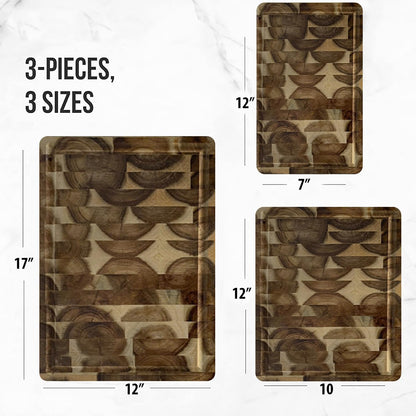 KOLWOVEN Acacia Wood Cutting Boards Set of 3 for Kitchen 1 Inch Thick - Large Wooden Cutting Boards for Chopping Meat, Cheese, Fruits, and Vegetables (17x12, 12x10, 12x7 inch)