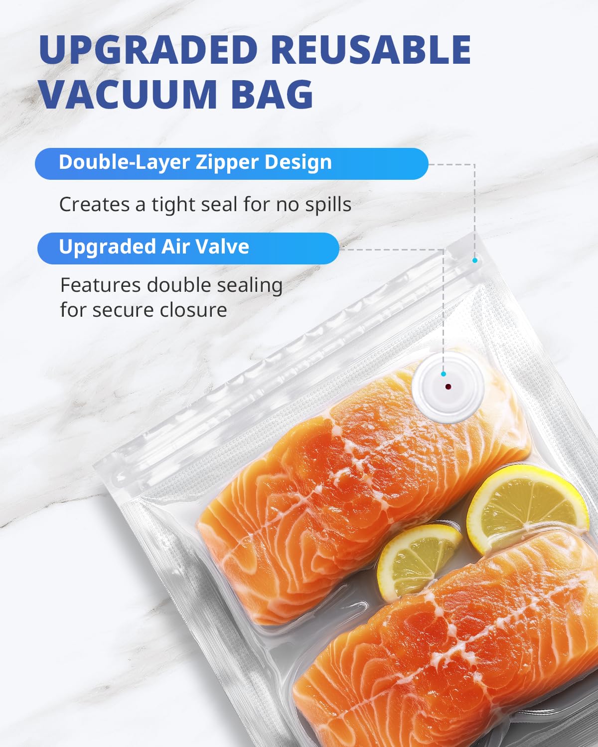 AIRMSEN Reusable Vacuum Sealer Bags 10 PCS - Fits AIRMSEN, Chef, FoodSaver and Most Handheld Sealers - BPA Free Food Saver Bags for Meal Prep, Sous Vide, Marinator - 5L (13.8"x 11.8")