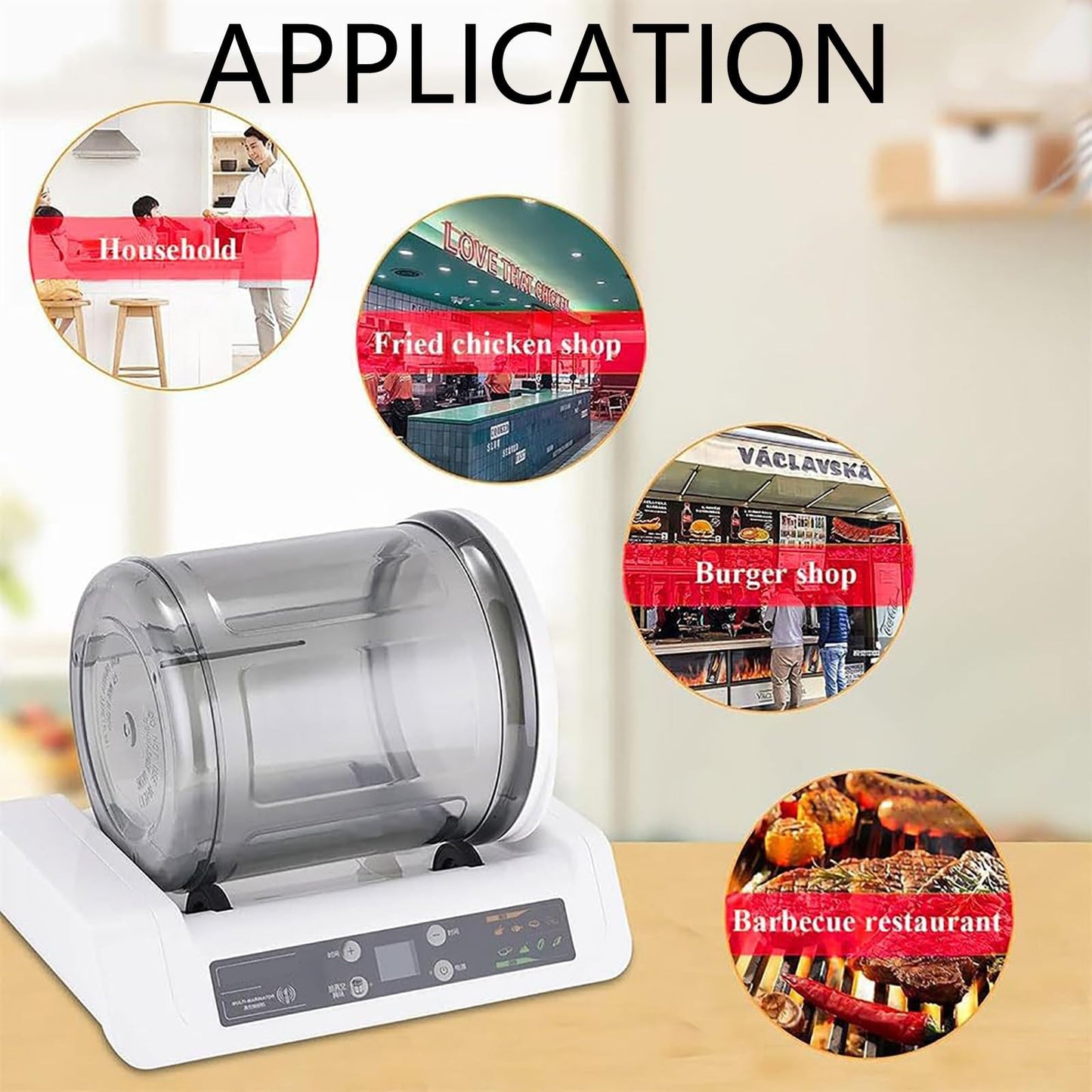 15 Minute Meat & Vegetable Vacuum Tumbler Marinator, Automatic Electric Commercial Vacuum Tumbler Marinating Machine, for Chicken, Burger, Bacon