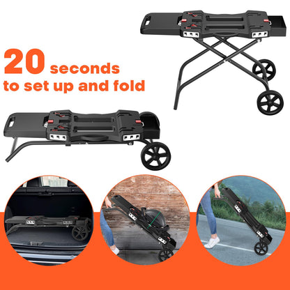 QuliMetal Portable Grill Cart for 17" & 22" Blackstone Griddles and Weber Q1000, Q1200, Q2000, Q2200 Series Grills - Durable, Foldable Cart Table with Wheels Hooks，BBQ Prep Table with Seasoning Tray