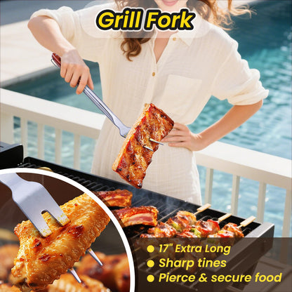 Grilling Accessories - 4Pcs BBQ Grilling Tools Set, Heavy Duty Rose Wooden Barbecue Grill Tools Kit for Outdoor Grill, Flat Top Griddle Accessories Kit for Blackstone, BBQ Gift for Men and Women