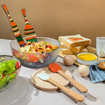 Kitchen Utensils Set,8PCS Spurtles Kitchen Tools,Pakkawood Spurtle Set,wooden Handle silicone Cooking Utensils Set,with Whisk,Brush,Tongs, Spoon Spatula,Silicone spoon