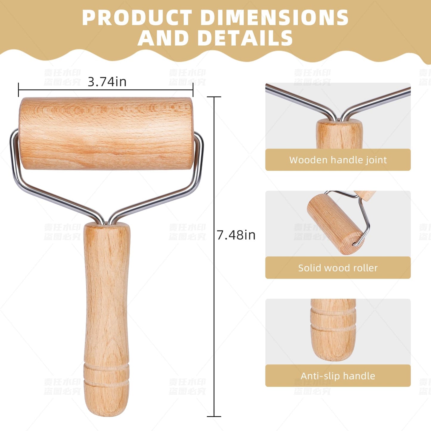 Dmikcav Rolling Pin, Wooden Rolling Pins For Baking, Pizza Dough Roller, Not Easy To Crack, Non-Stick Wood Pastry Roller, Essential Kitchen Utensils.