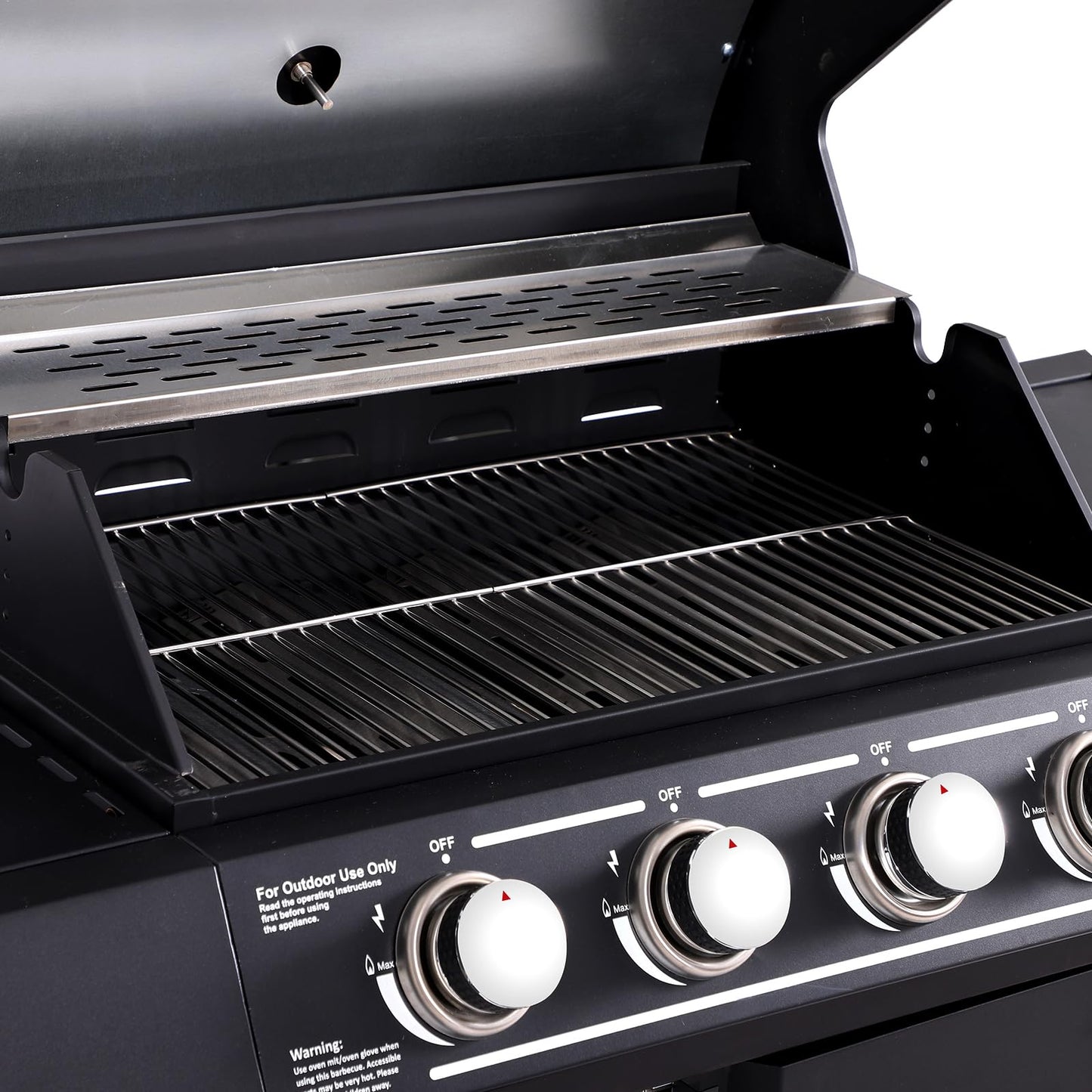 GIODIR 4-Burners Propane Gas Grill with Side Burner, 50,000 BTU Outdoor BBQ Grill, Cast Iron Cooking Grate with Wheels for Outdoor Patio Garden