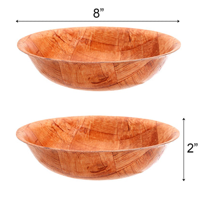 Elsjoy 8 Pack Wooden Woven Salad Bowl, 8 Inch Stackable Round Wood Serving Bowl, Rustic Mixing Bowl for Salad, Fruits, Vegetables, Natural Birch Wood