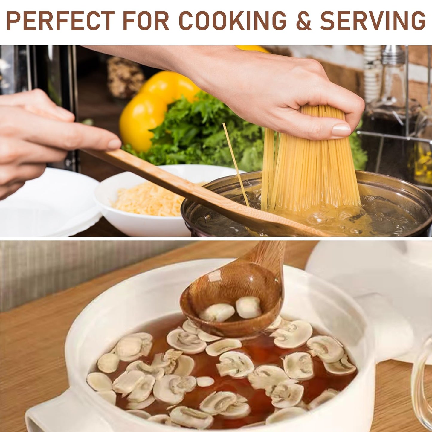 FJNATINH 3-Piece Teak Wooden Wok Spatula Set, Wooden Kitchen Utensil Set, 100% Natural Teak Wood Cooking Utensils