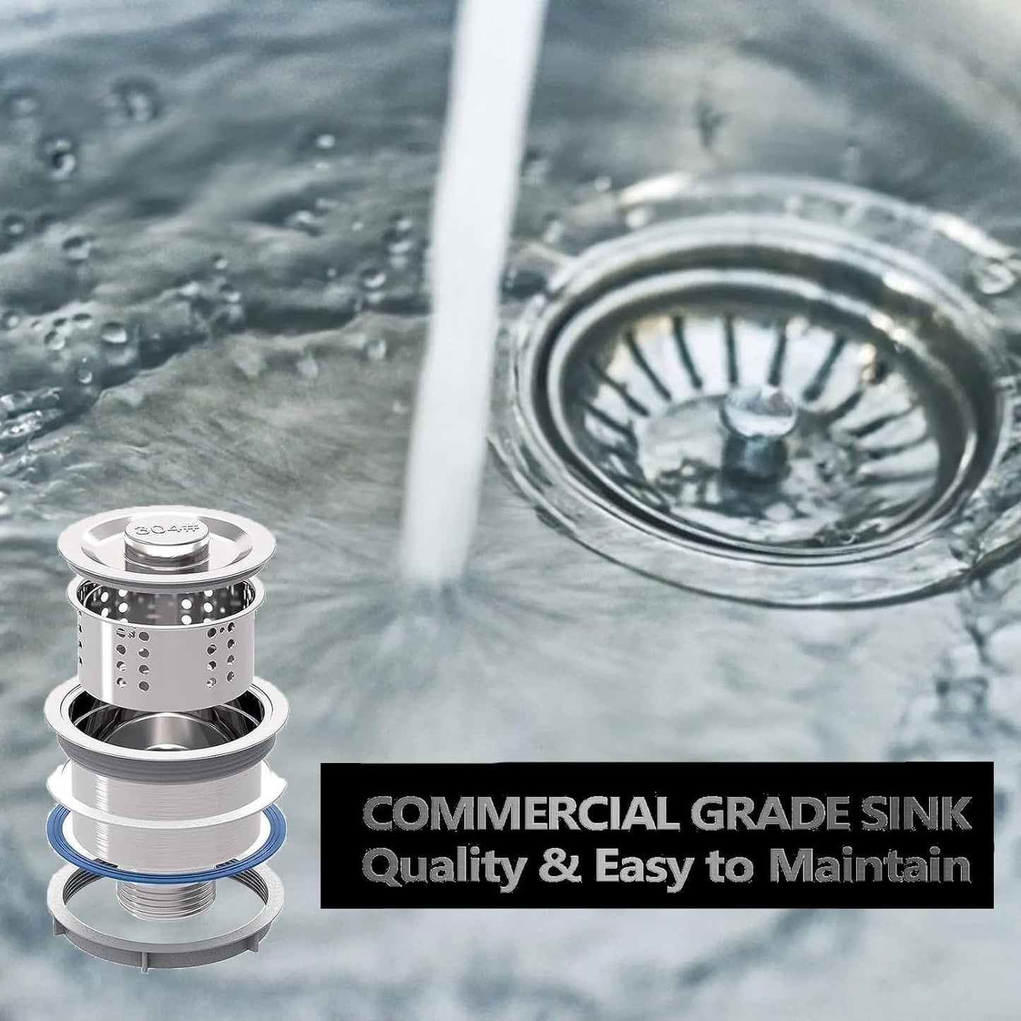 Utility Sinks Free Standing Stainless Steel Outdoor Laundry Tub, Single Bowl Washing Hand Basin Station Sink, with Storage Shelves for Garage, Restaurant, Kitchen, Bar, Garage, Backyard Handwashing (