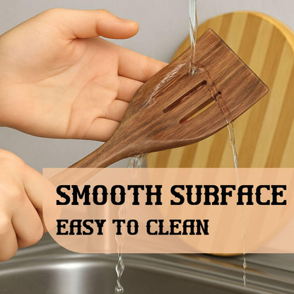 6-Pieces Wooden Spoons for Cooking with Free Holder Premium Acacia Wood Utensils Set Strong Smooth & Safe Kitchen Wooden Utensil Set Nonstick Wood Cooking Utensils Set (6-Pieces Wooden Spoons)