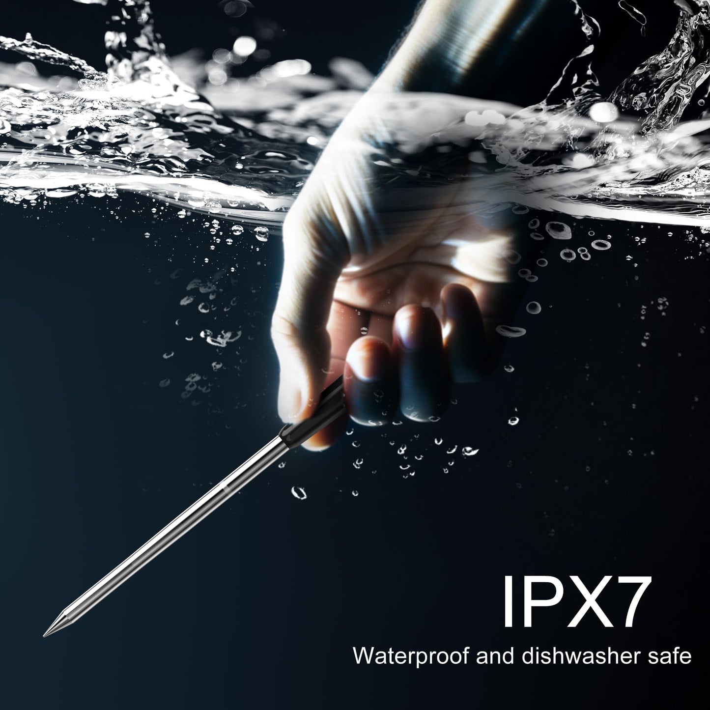 Wireless Meat Thermometer 2 Probes, Bluetooth Smart Meat Thermometer Digital Wireless Remote Tracking and Real-Time Readings, Standalone Base & Thinnest Probe, iOS and Android, for Grill, BBQ, Smoker