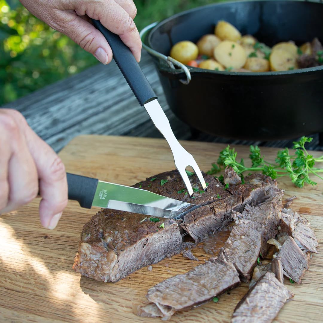 Rocky Mountain Goods Stainless Steel Meat Cooking Fork - Durable Rust-Resistant 13" Carving Fork - Ergonomic Grip - Safe for Stainless Steel and Cast Iron Pans - Dishwasher Safe Kitchen Utensil