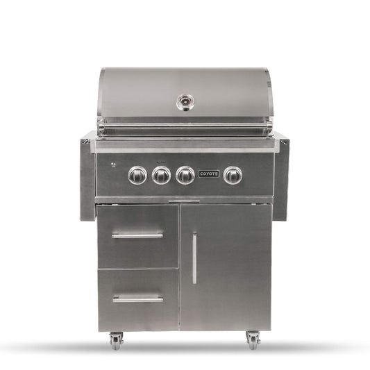 Coyote S-Series Propane Gas Grill, 30-in. 3-Burner Freestanding Grill with RapidSear Infrared Burner & Rotisserie - C2SL30LP-FS