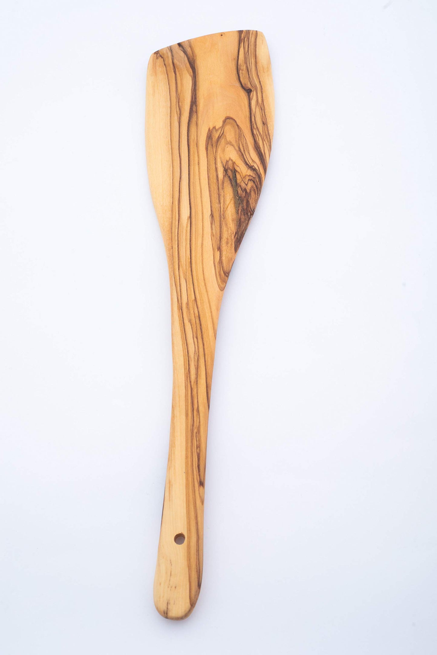 Handcrafted Olive Wood Cooking Spoon & Spatula (12 Inch Set of 2 Pieces) Carved by Talented Artists in Bethlehem, Practical Wooden Utensils Last for So Long, Resistant of Scratch