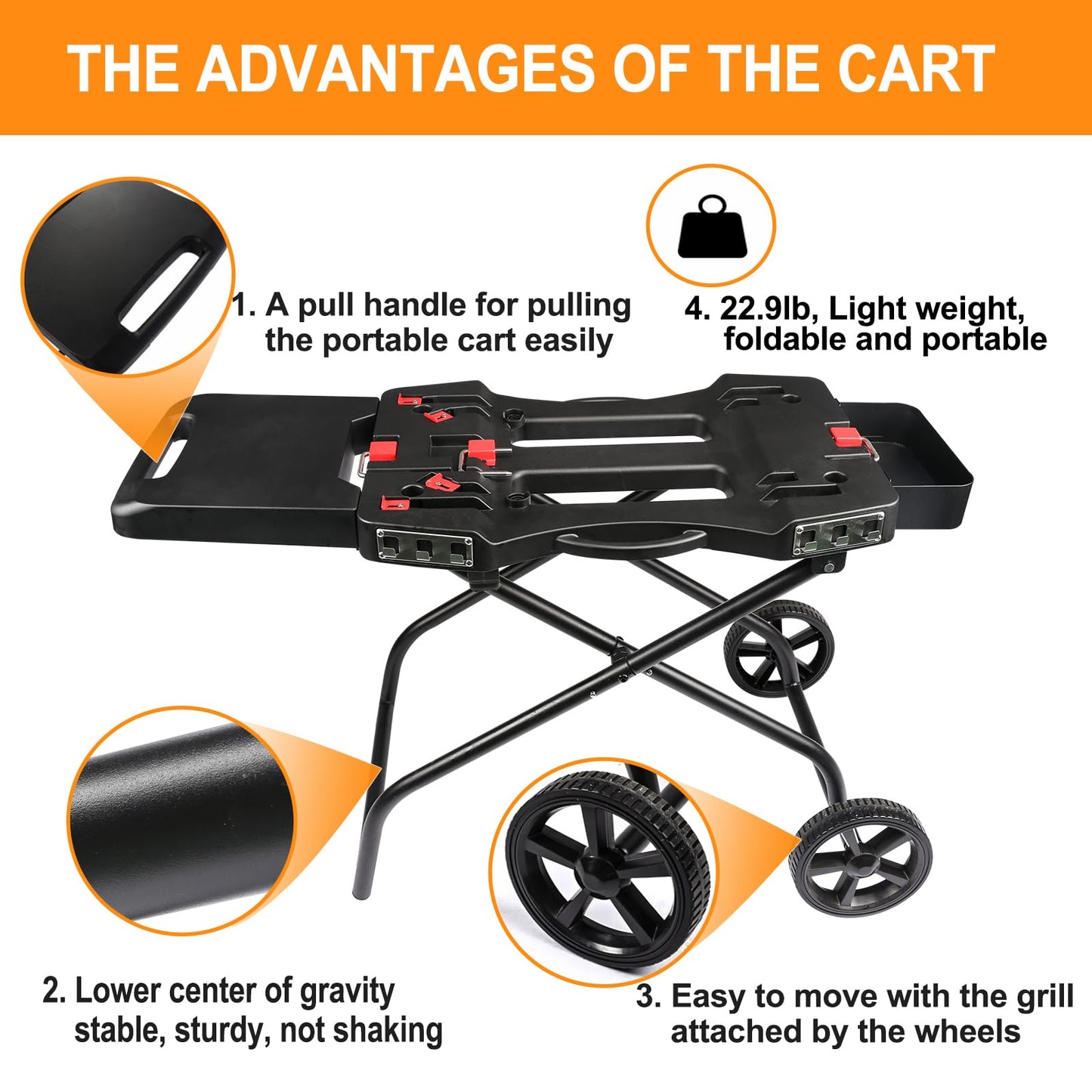 Hisencn Grill Stand for Weber Q1200, Q1000, Q2200, Q2400, Q2000 Series, Portable Grill Cart for Blackstone 17" 22" Table Top Griddles, Outdoor Grill Stand for Weber Grill,Griddle Stand for Blackstone