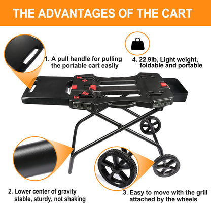 Hisencn Grill Stand for Weber Q1200, Q1000, Q2200, Q2400, Q2000 Series, Portable Grill Cart for Blackstone 17" 22" Table Top Griddles, Outdoor Grill Stand for Weber Grill,Griddle Stand for Blackstone