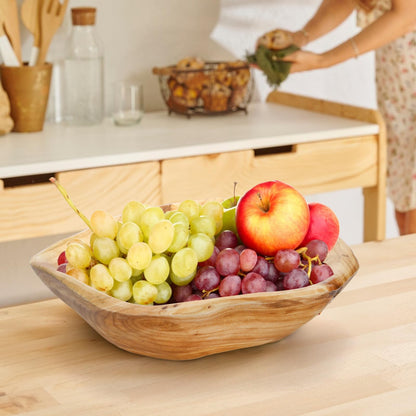 ZENFUN Wood Root Dish Bowl, Natural Wooden Bowl, Handmade Serving Bowls for Candy, Bread, Snacks, Serving Appetizer Display, 9.8''-11.4'' Diameter