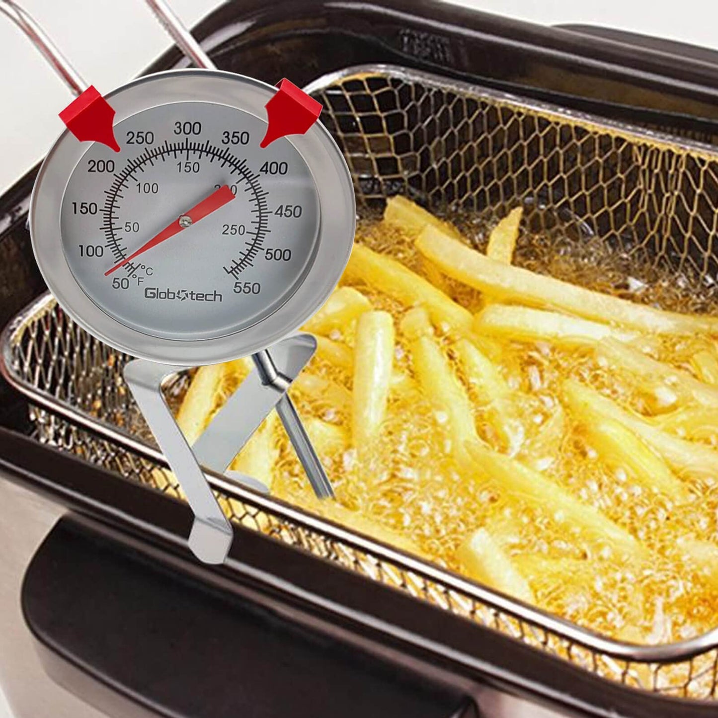 Meat Candy Deep Fry Thermometer - 2" Dial Thermometers 12" Long Stainless Steel Stem Cooking Meter for Grill, Turkey, BBQ (Pack of 2)