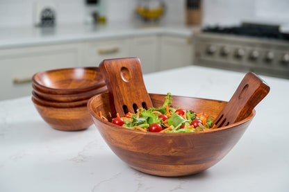 Lipper International Cherry Finished Wavy Rim Serving Bowl for Fruits or Salads, Matte, Large, 13" x 12.5" x 5", Single Bowl