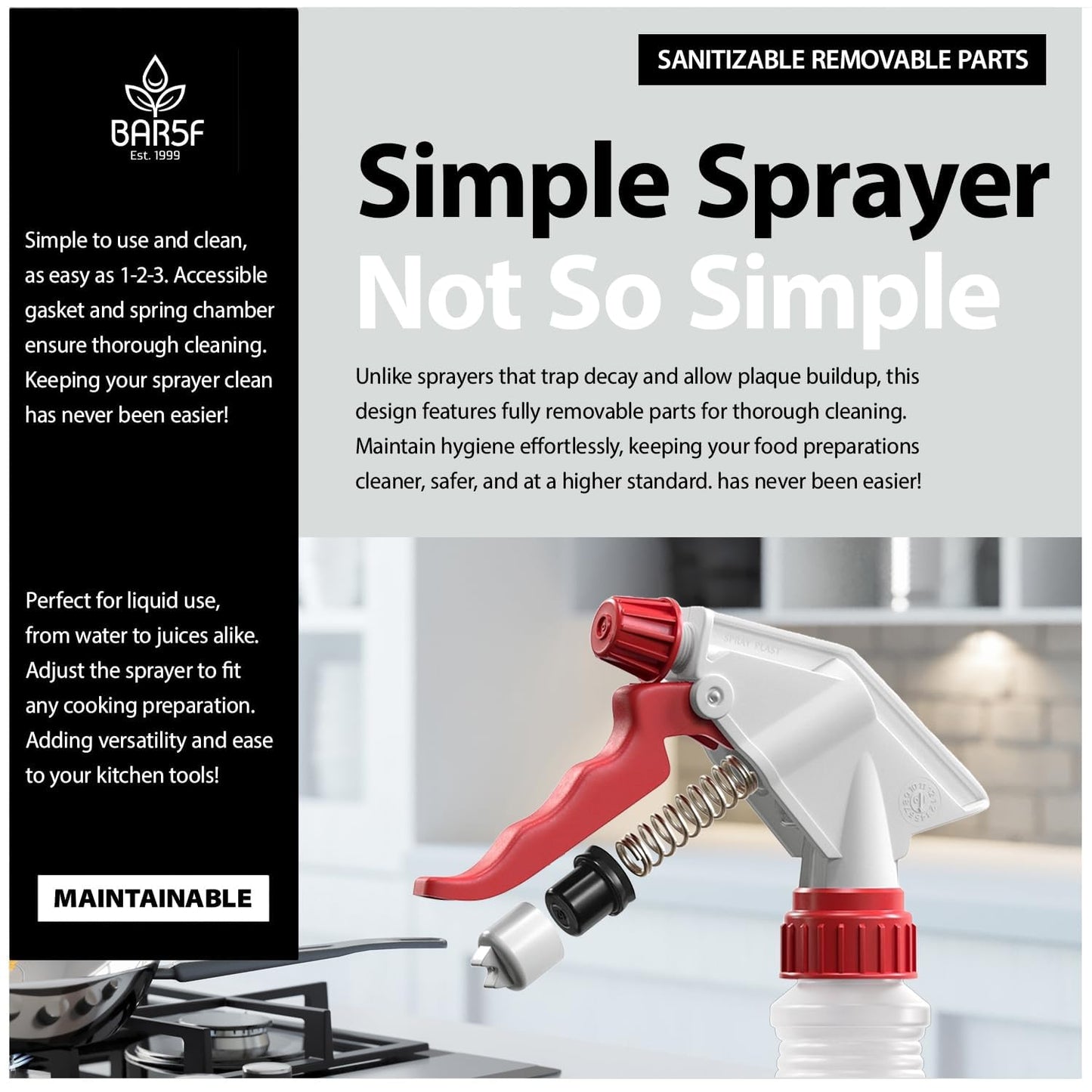 Bar5F Spray Bottle 16-Ounce for BBQ Grilling Smoking & Baking Food Grade Grill Spritzer Meat Smoker Butchers Tools & Chef Gadgets (1)