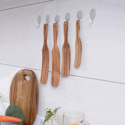 Spurtle Set,Wooden Spurtle Set of 5,Wooden Spoons for Cooking, Natural Teak Wooden Spatula for Cooking, Stirring, Mixing, Serving,Spurtles Kitchen Tools As Seen On Tv, Sourdough Starter Spatula