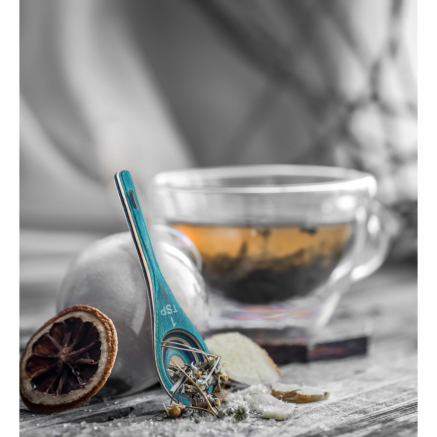 6pcs Measuring Spoons Set, Unique Pakkawood Measuring Spoons Includes 1/8 tsp, 1/4 tsp, 1/2 tsp, 1 tsp, 1/2 tbsp & 1 tbsp for Cooking & Baking, Cute Kitchen Gadgets Gift(Turquoise Blue)