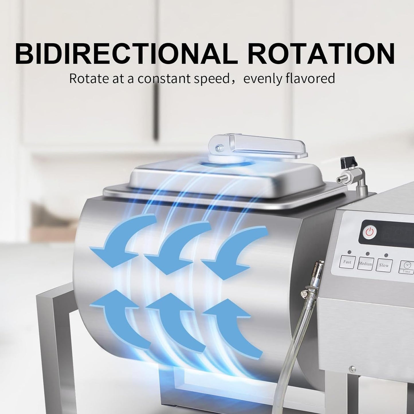 Meat & Vegetable Vacuum Tumbler Marinating Machine, Meat Tumbler Marinator w/Bidirectional Rotation & 3-Speed Control, Stainless Steel Food-Grade Tumbling Marinator 1-99 Minutes